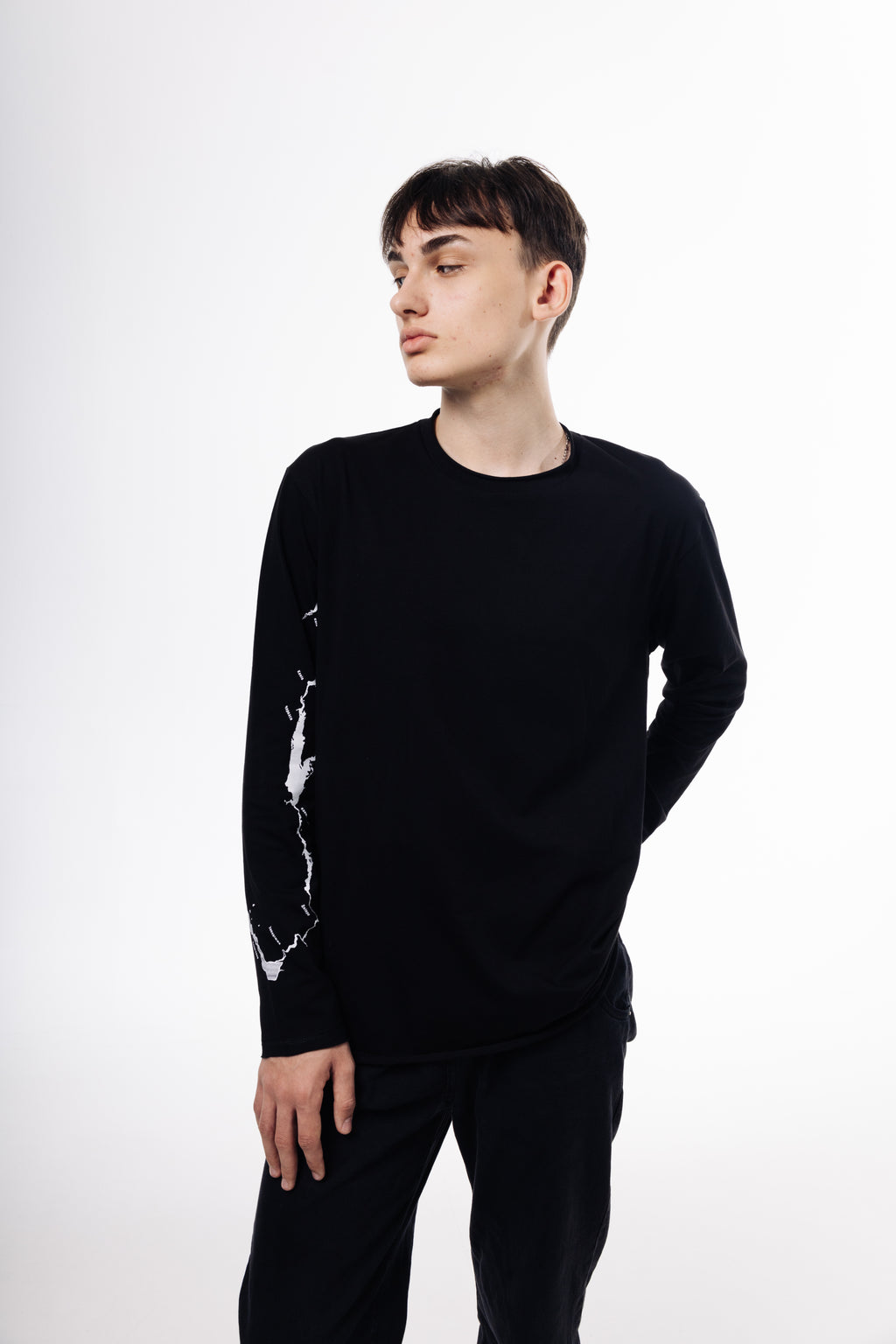 Лонгслів принт по рукаву «Річка Дніпро» чоловічий з куліру Some Urban Monk