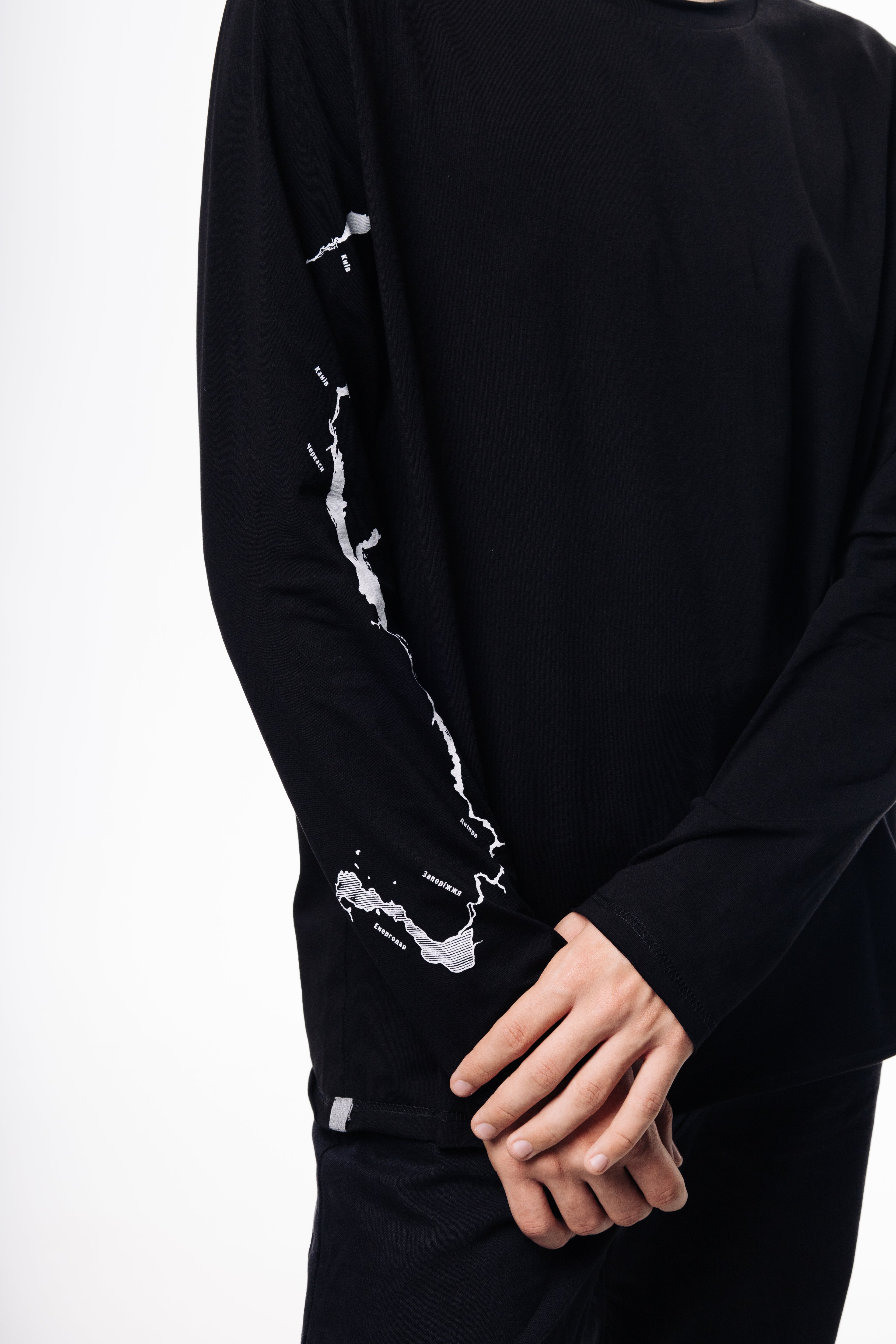 Лонгслів принт по рукаву «Річка Дніпро» чоловічий з куліру Some Urban Monk