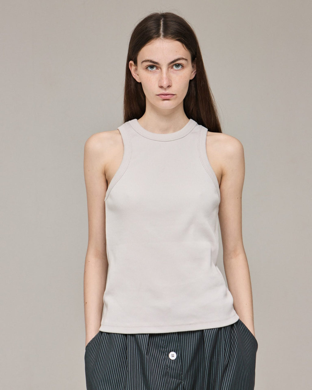 Жіночий топ молочного кольору в рубчик від ANMIREPOSE