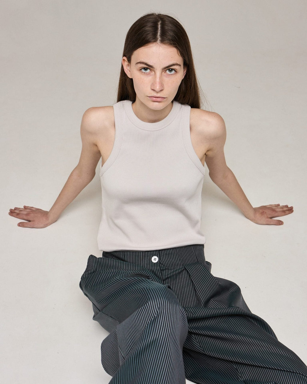 Жіночий топ молочного кольору в рубчик від ANMIREPOSE