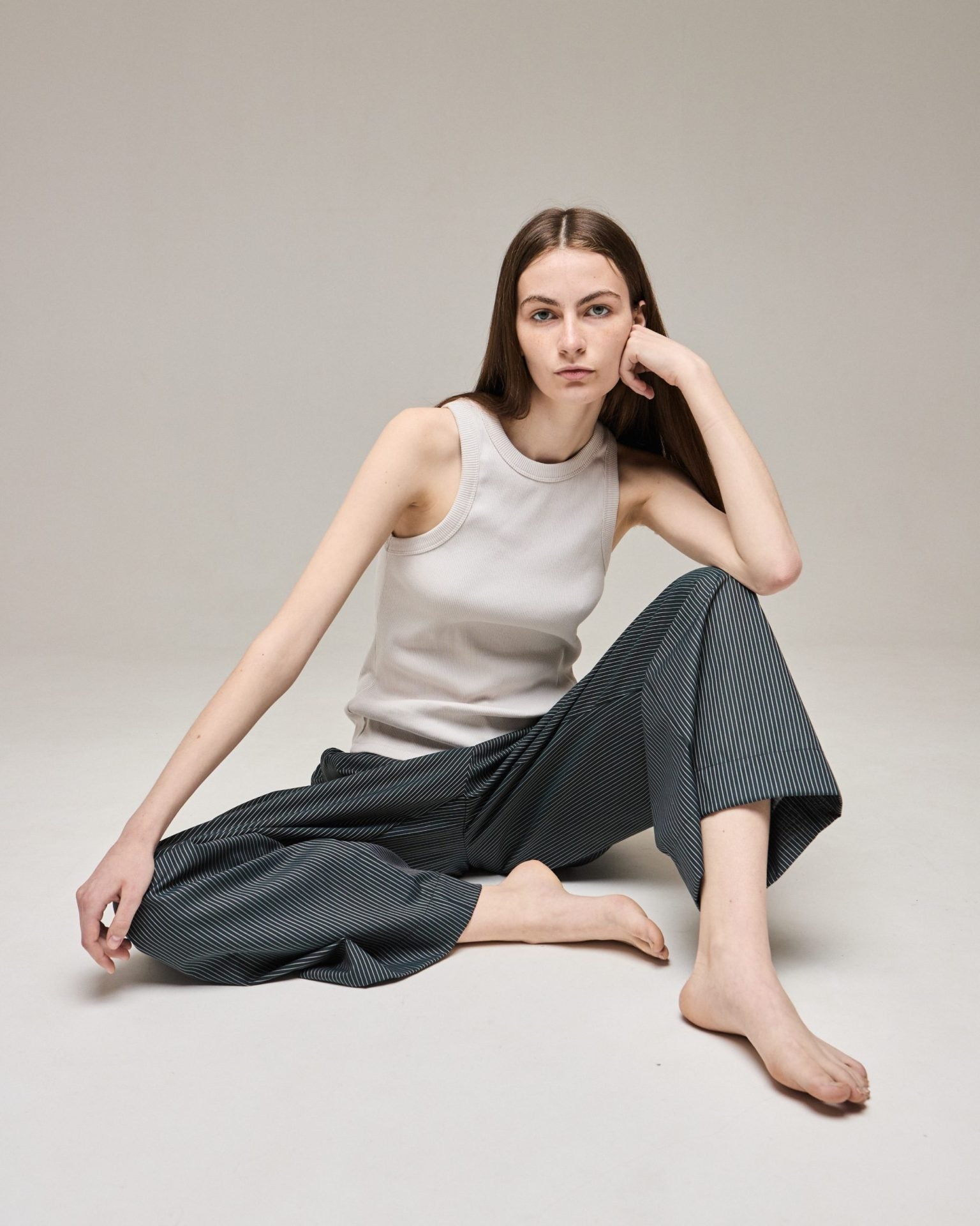 Жіночий топ молочного кольору в рубчик від ANMIREPOSE