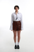 Шорти синтетична шкіра коричневі BRU