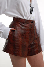 Шорти синтетична шкіра коричневі BRU