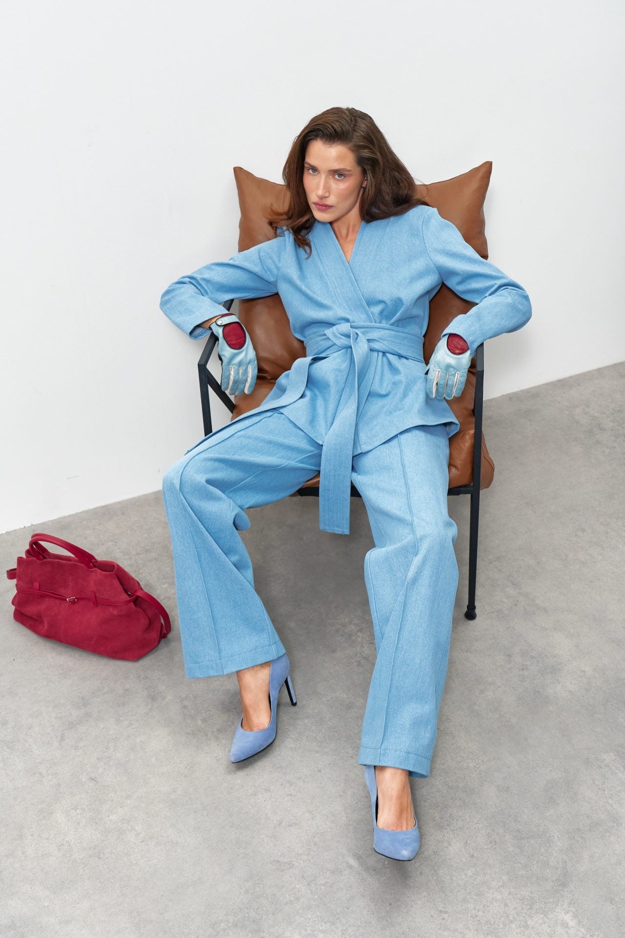 Джинсове кімоно на запах блакитного кольору від KA.EL