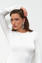 Mliečne viskózové tričko s dlhým rukávom od KA.EL