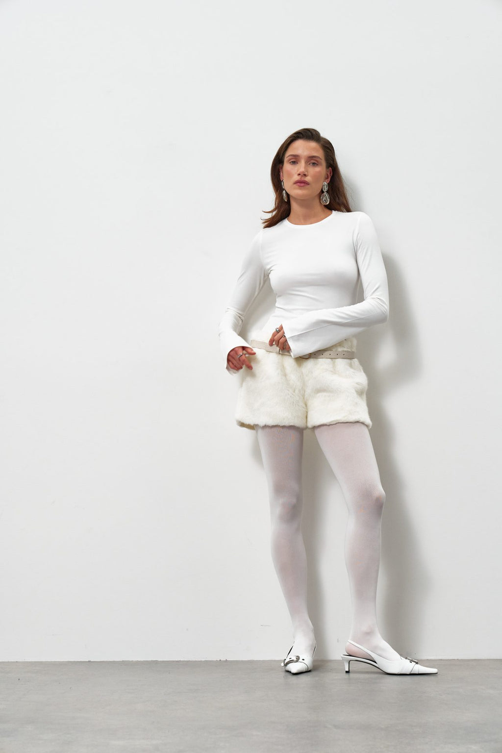 Mliečne viskózové tričko s dlhým rukávom od KA.EL