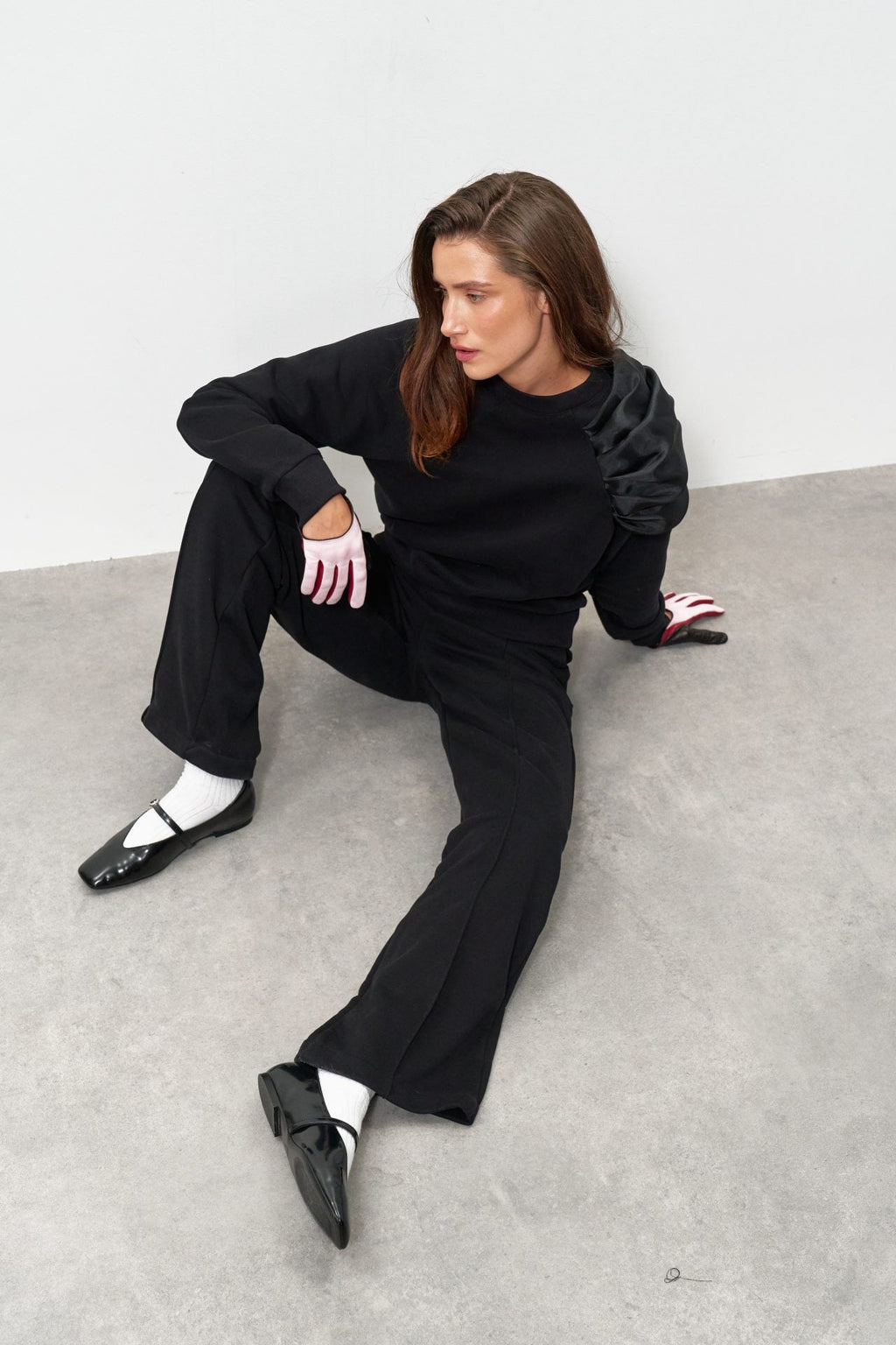 Чорний костюм преміум діагональ з велюровим ефектом від KA.EL