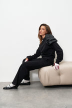 Чорний костюм преміум діагональ з велюровим ефектом від KA.EL