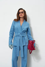 Джинсове кімоно на запах блакитного кольору від KA.EL