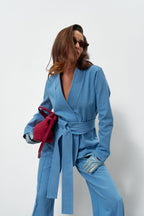 Джинсове кімоно на запах блакитного кольору від KA.EL