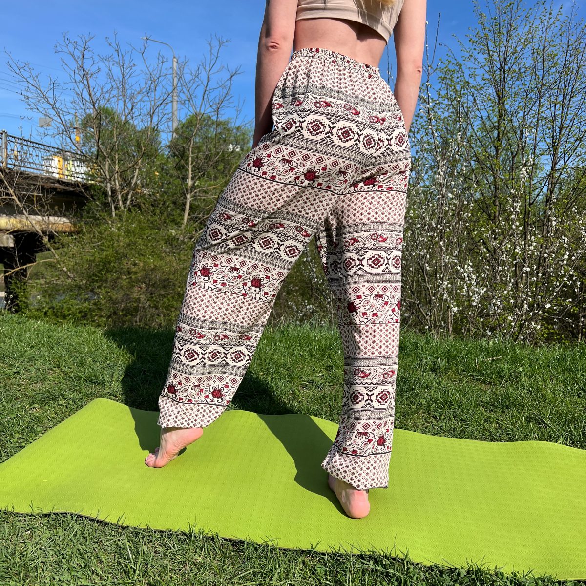 Вільні штани-шаровари "Ethno-rose ecru" RAO унісекс, OneSize, бежевий