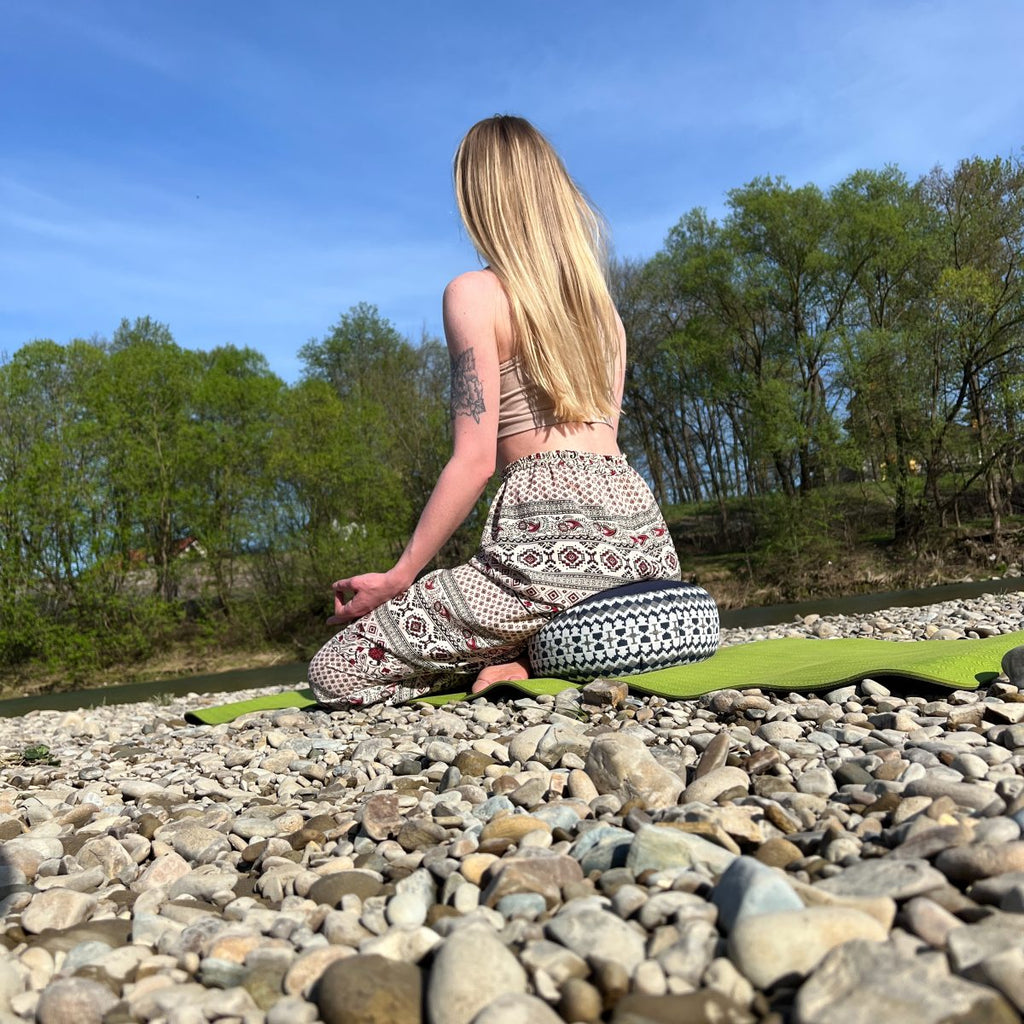 Voľné nohavice „Ethno-rose ecru“ RAO unisex, jedna veľkosť, béžové