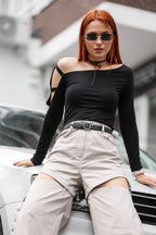 Dlhý rukáv s asymetrickým rukávom, čierny, od BRU