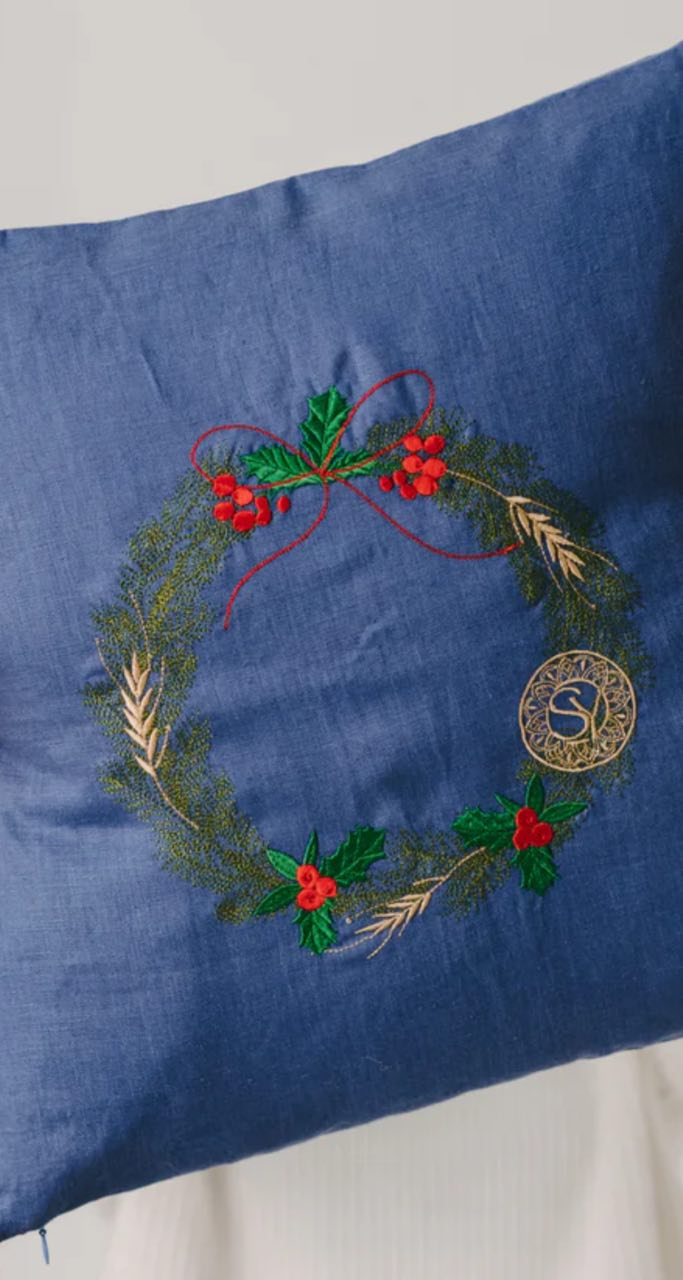 Наволочка лляна з вишивкою Різдвяно-Новорічна SAVE yourself