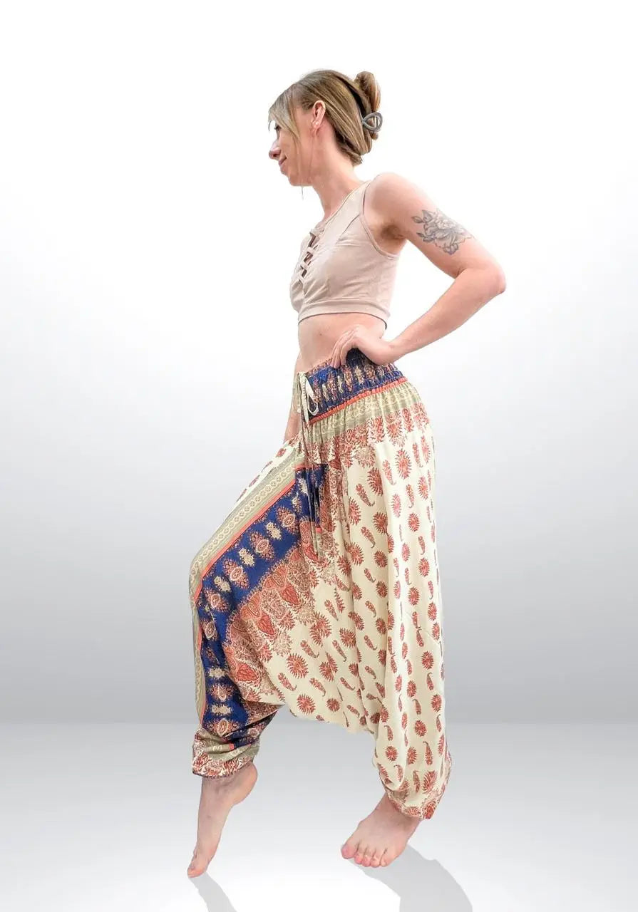 Nohavice Aladdin s terakotovým vzorom Paisley RAO WEAR unisex jedna veľkosť