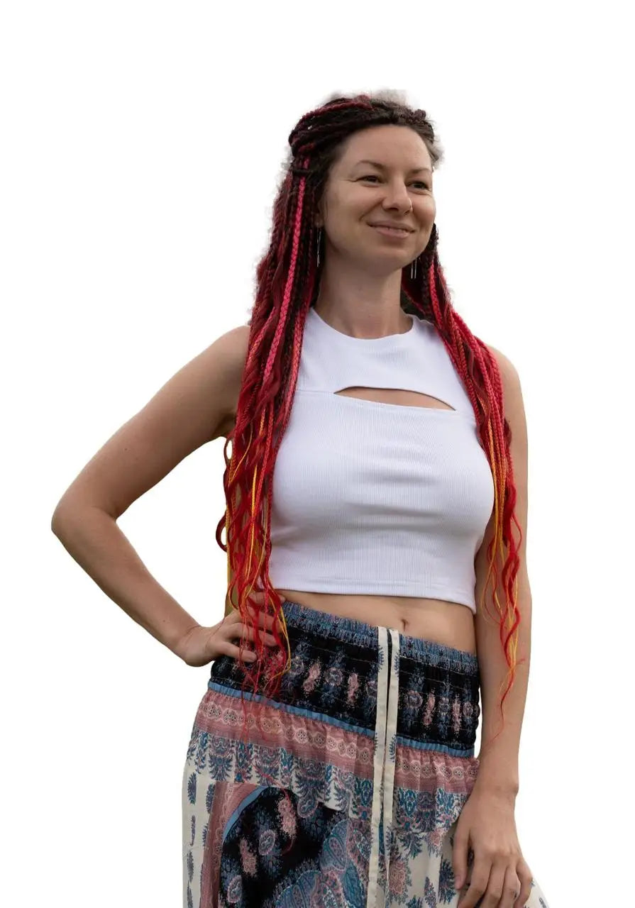 Crop top s výstrihom Unalome RAO WEAR Jedna veľkosť biely