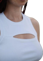 Crop top s výstrihom Unalome RAO WEAR Jedna veľkosť biely