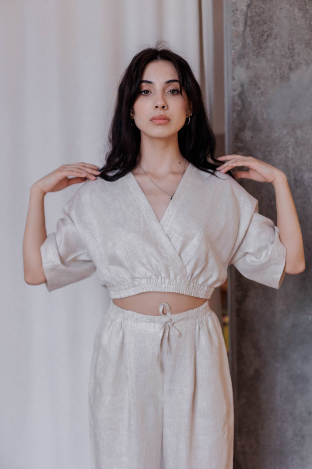 Топ з конопель, колір бежевий меланж від VIRA APPAREL