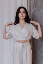 Топ з конопель, колір бежевий меланж від VIRA APPAREL