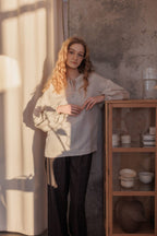 Konopná blúzka, sivo-béžová melanž od VIRA APPAREL