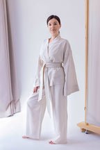 Кімоно з конопель, колір бежевий меланж від VIRA APPAREL