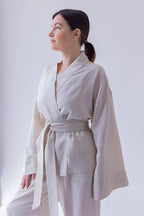 Кімоно з конопель, колір бежевий меланж від VIRA APPAREL