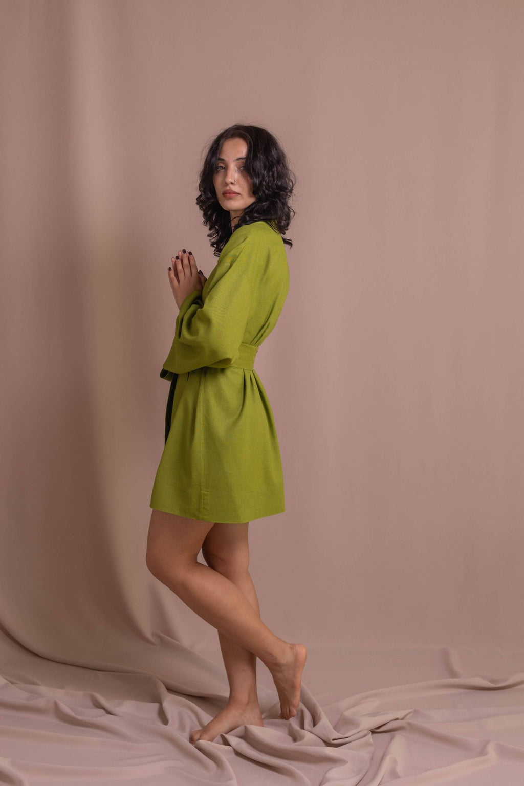 Сукня-кімоно з кропиви, колір оливковий від VIRA APPAREL