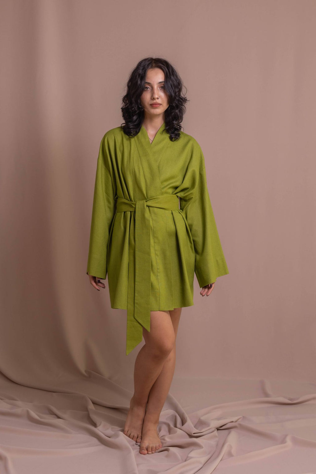 Сукня-кімоно з кропиви, колір оливковий від VIRA APPAREL