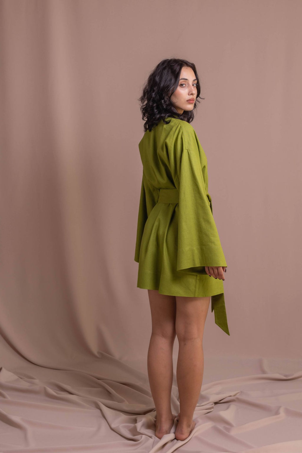 Сукня-кімоно з кропиви, колір оливковий від VIRA APPAREL