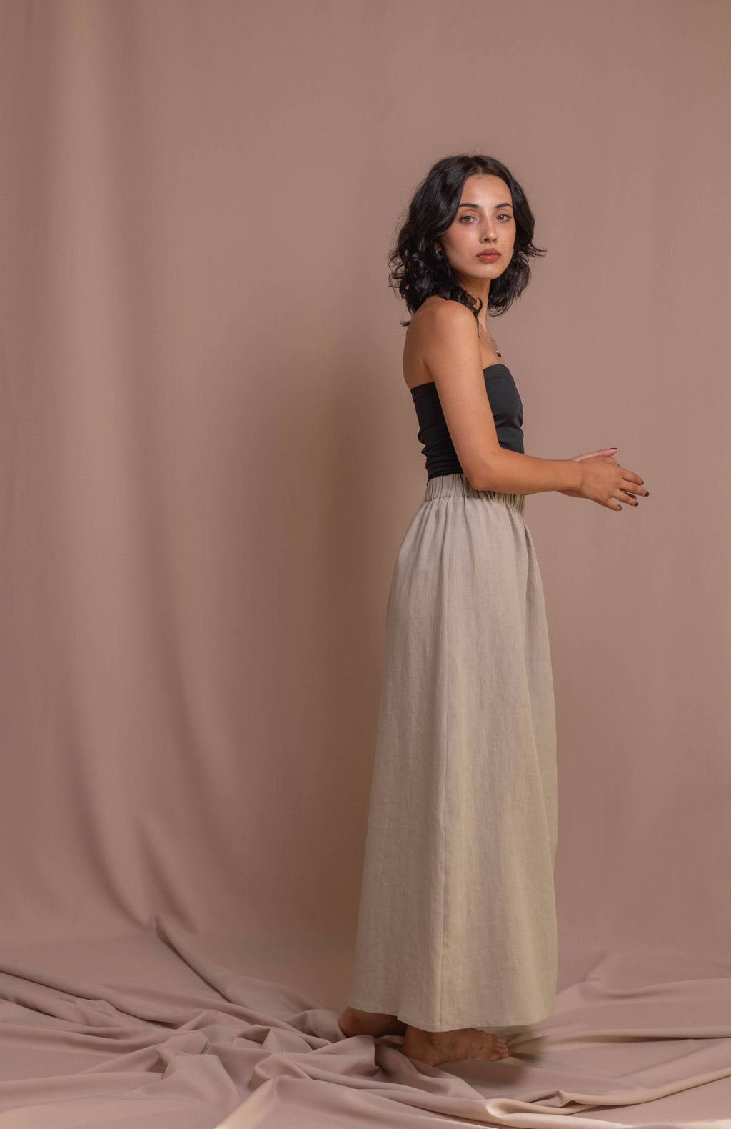 Спідниця з розрізом 100% варений льон від VIRA APPAREL