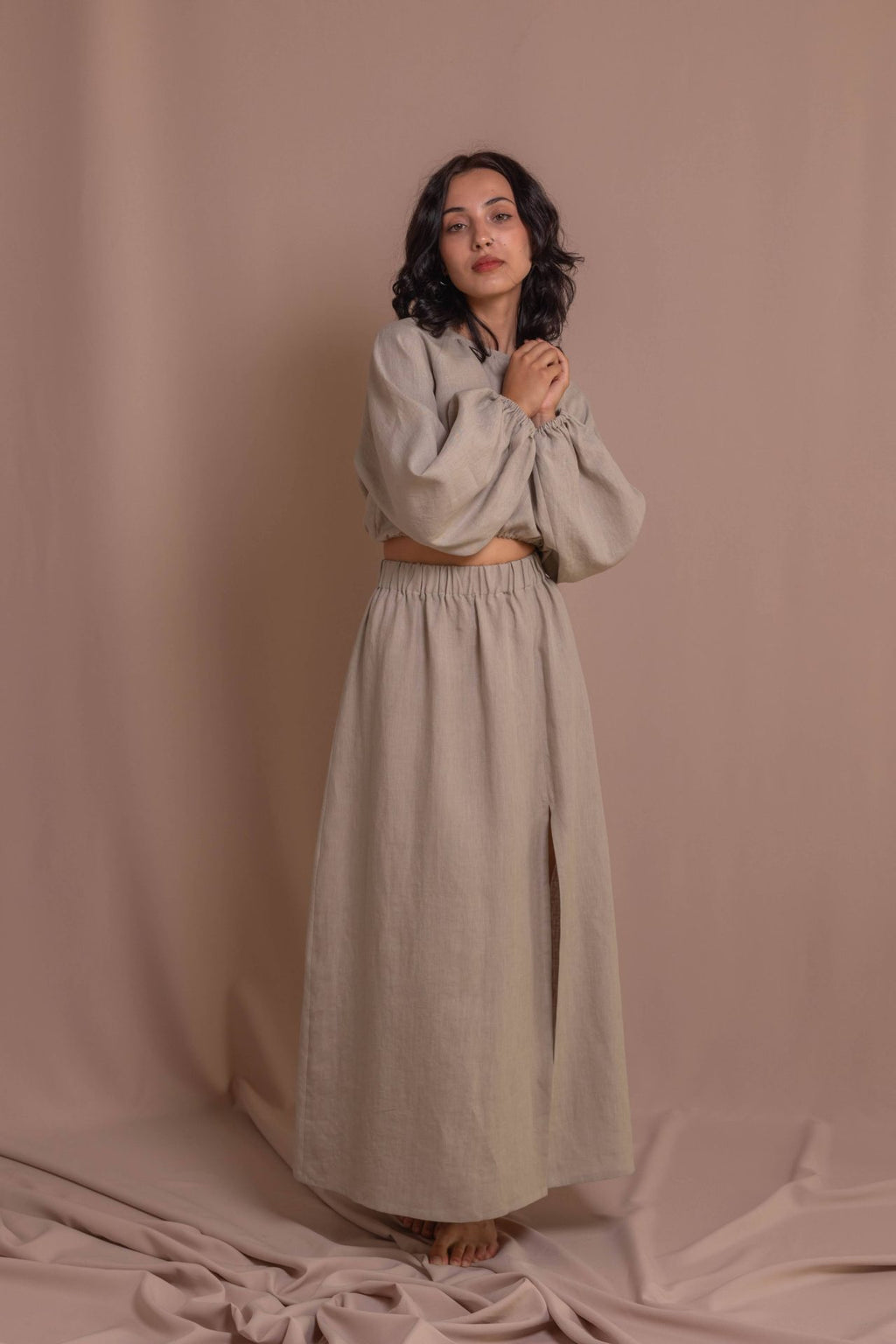 Спідниця з розрізом 100% варений льон від VIRA APPAREL