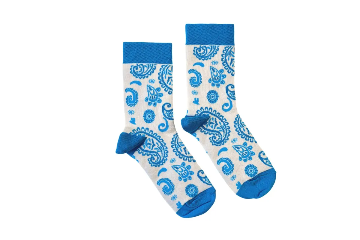 Шкарпетки RAO yoga "Пейслі" з блакитним візерунком