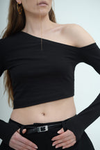 Skrátený top s dlhým rukávom, v 3 farbách BRU