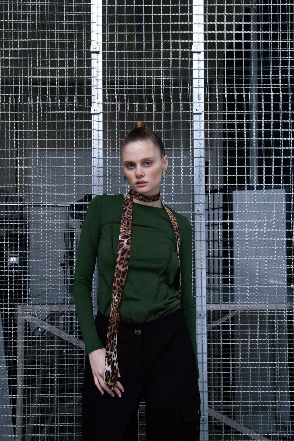 Краватка з анімалістичним принтом, леопард темний BRU