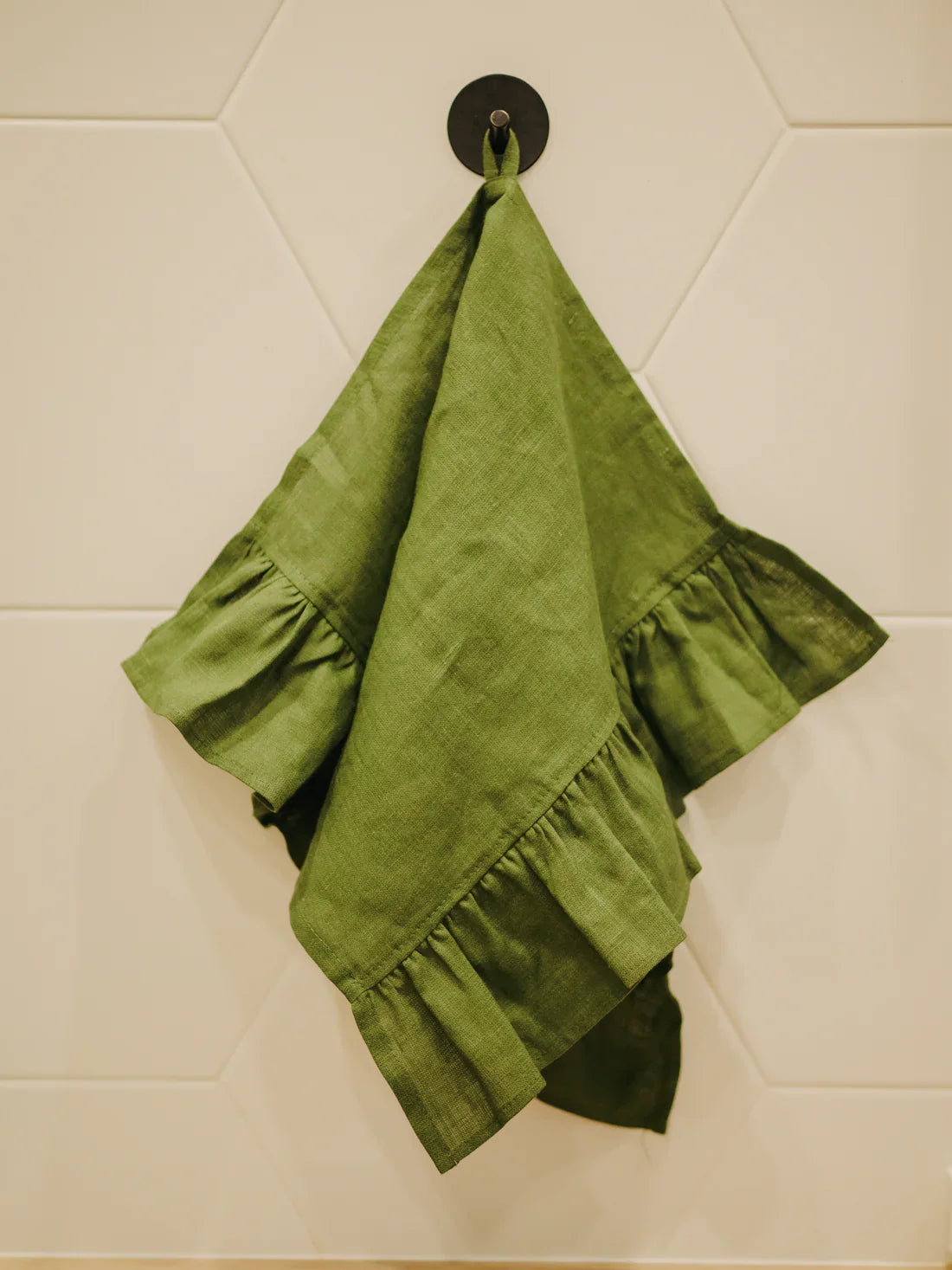 Рушник кухонний з льону з рюшами від SAVE yourself - Зелений, SAVE yourself
