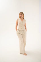 Брюки палаццо лляні вільного крою від SAVE yourself