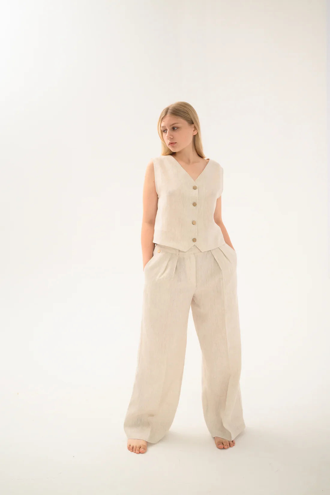 Брюки палаццо лляні вільного крою від SAVE yourself