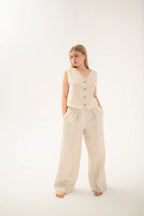 Жилет легкого крою із високоякісного льону від SAVE yourself