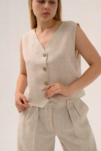 Жилет легкого крою із високоякісного льону від SAVE yourself