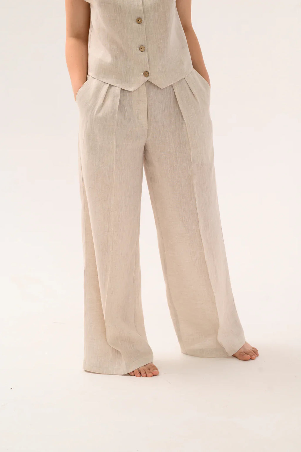 Брюки палаццо лляні вільного крою від SAVE yourself