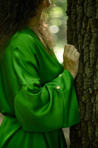 Халат жіночий зелений шовковистий з віскози довжиною максі «Відкрите серце» SAVE yourself