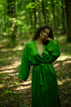 Халат жіночий зелений шовковистий з віскози довжиною максі «Відкрите серце» SAVE yourself