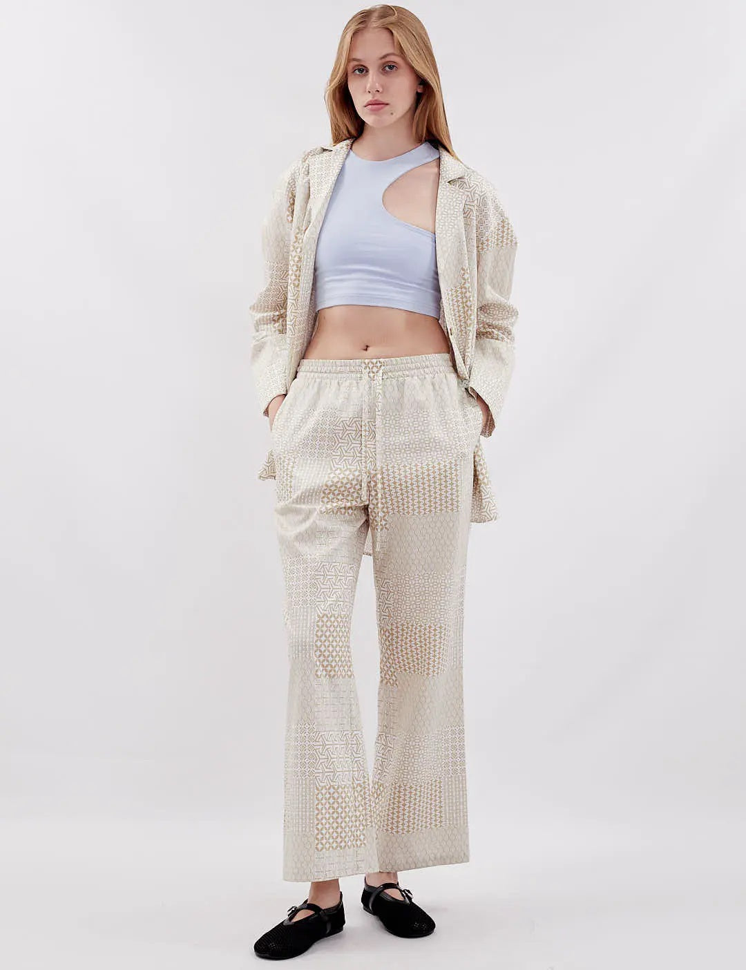 Бавовняний брючний костюм GEOMETRIA від FAYNA