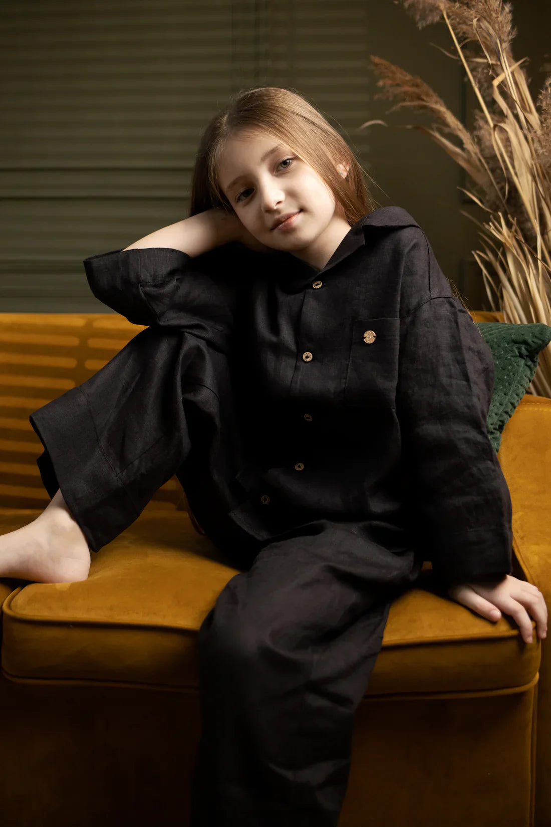 Костюм дитячий чорний з льону від SAVE yourself