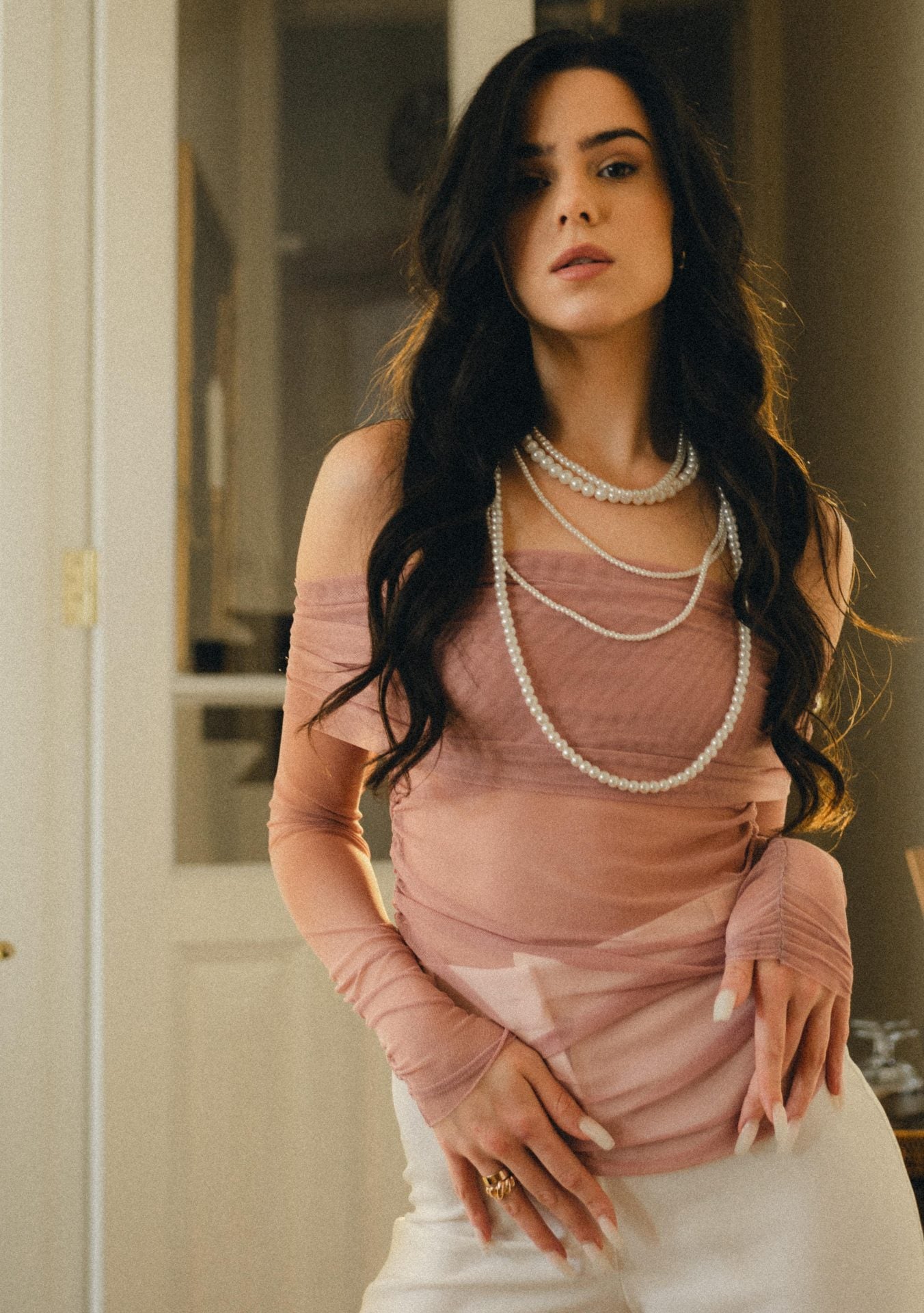 Сітка-топ на плечі, рожева KA.EL