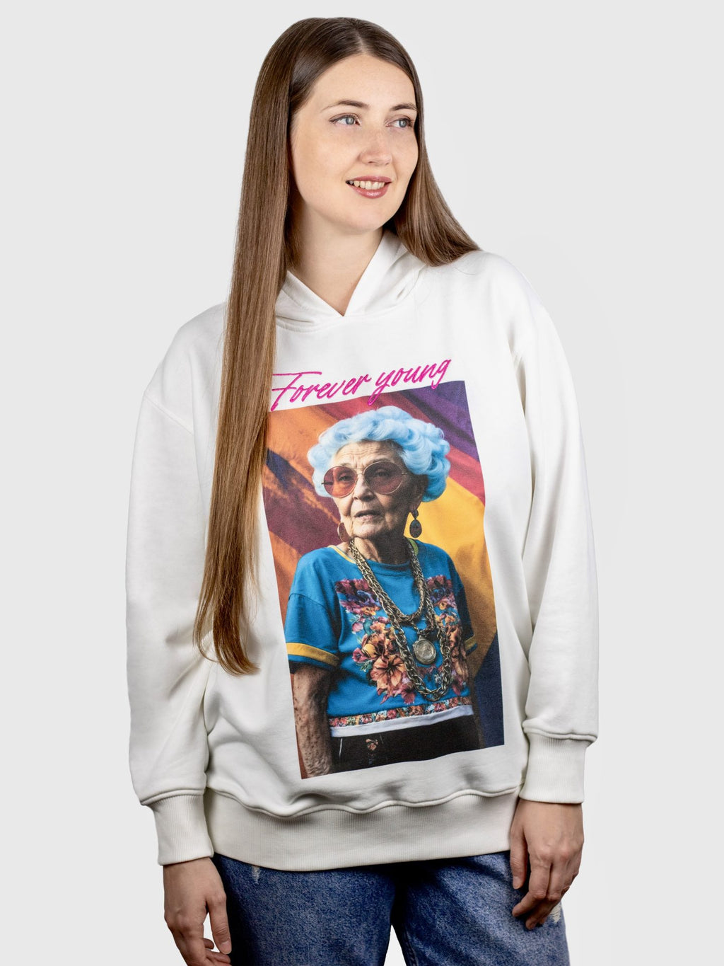 Худі «Forever Young», унісекс, оверсайз в 2-х кольорах від BOJO