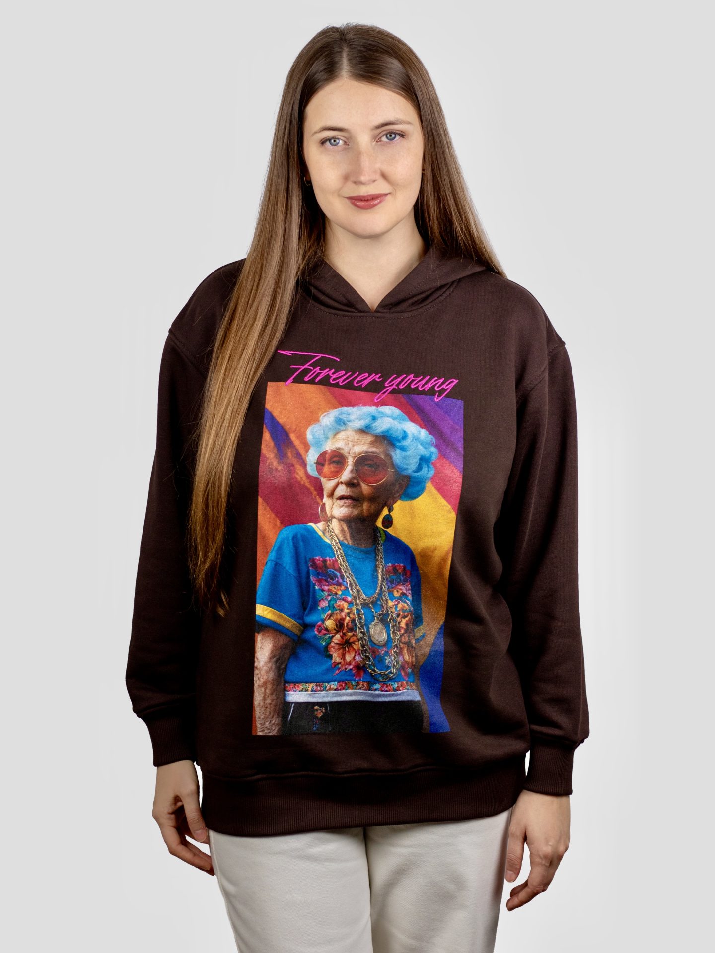 Худі «Forever Young», унісекс, оверсайз в 2-х кольорах від BOJO