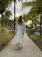 Dámsky mliečny kimonový župan z hodvábnej viskózy "LEGKA" UŠETRITE SA