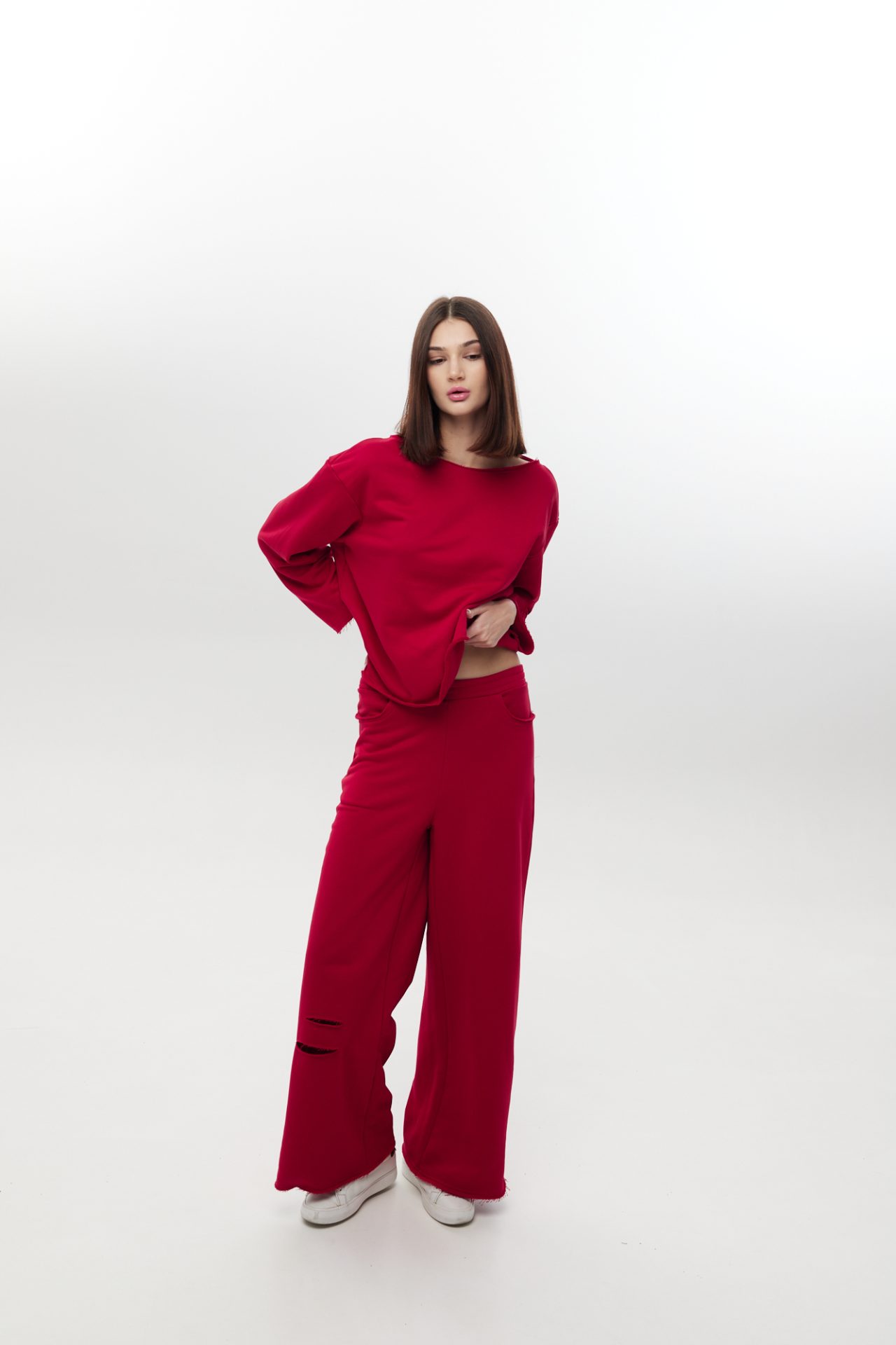 Трикотажні широкі брюки з розрізами BRU