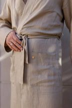 Халат чоловічий з льону довжиною максі пісочного кольору «VIL’NUY» від SAVE yourself